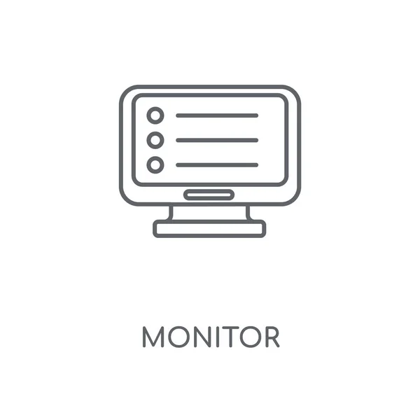 Monitor Ícone Linear Monitore Design Símbolo Curso Conceito Elementos Gráficos — Vetor de Stock