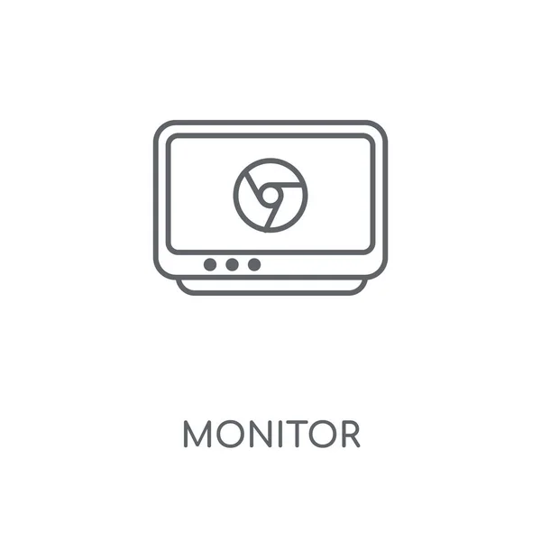 Monitor Ícone Linear Monitore Design Símbolo Curso Conceito Elementos Gráficos — Vetor de Stock