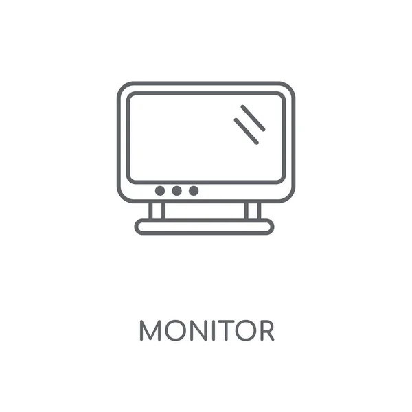 Monitor Ícone Linear Monitore Design Símbolo Curso Conceito Elementos Gráficos — Vetor de Stock