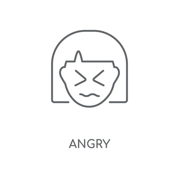怒っている線形アイコン 怒っている概念ストローク シンボル デザイン 薄いグラフィック要素ベクトル イラスト 白い背景 Eps の概要パターン — ストックベクタ