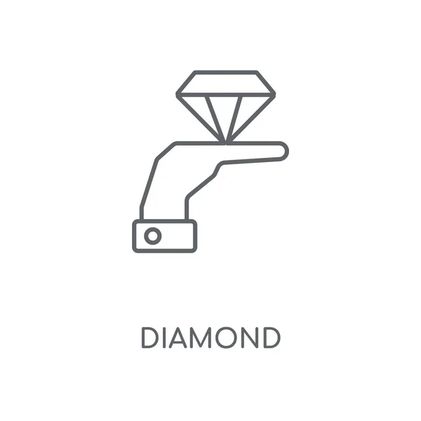 Diamond Lineární Ikona Koncept Tahu Symbol Diamantu Tenké Grafické Prvky — Stockový vektor