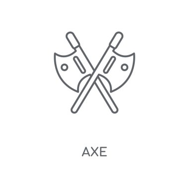 Balta doğrusal simgesi. Kavramı kontur sembolü tasarım balta. İnce grafik öğeleri illüstrasyon, beyaz bir arka plan, eps 10 anahat desen vektör.