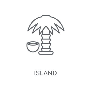 Ada doğrusal simgesi. Ada kavramı kontur sembolü tasarım. İnce grafik öğeleri illüstrasyon, beyaz bir arka plan, eps 10 anahat desen vektör.