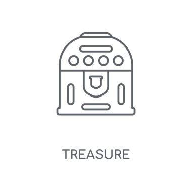 Hazine doğrusal simgesi. Hazine kavramı kontur sembolü tasarım. İnce grafik öğeleri illüstrasyon, beyaz bir arka plan, eps 10 anahat desen vektör.