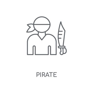 Korsan doğrusal simgesi. Korsan kavramı kontur sembolü tasarım. İnce grafik öğeleri illüstrasyon, beyaz bir arka plan, eps 10 anahat desen vektör.