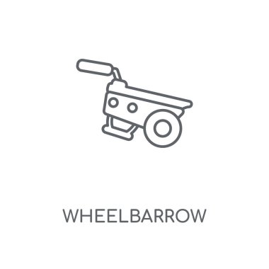 El arabası doğrusal simgesi. El arabası kavramı kontur sembolü tasarım. İnce grafik öğeleri illüstrasyon, beyaz bir arka plan, eps 10 anahat desen vektör.