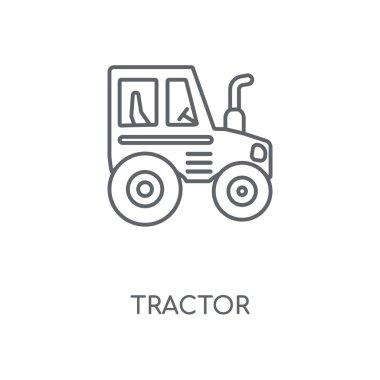 Traktör doğrusal simgesi. Traktör kavramı kontur sembolü tasarım. İnce grafik öğeleri illüstrasyon, beyaz bir arka plan, eps 10 anahat desen vektör.