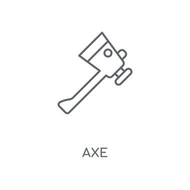 Balta doğrusal simgesi. Kavramı kontur sembolü tasarım balta. İnce grafik öğeleri illüstrasyon, beyaz bir arka plan, eps 10 anahat desen vektör.