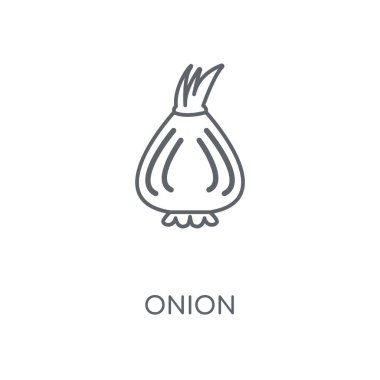 Soğan doğrusal simgesi. Soğan kavramı kontur sembolü tasarım. İnce grafik öğeleri illüstrasyon, beyaz bir arka plan, eps 10 anahat desen vektör.