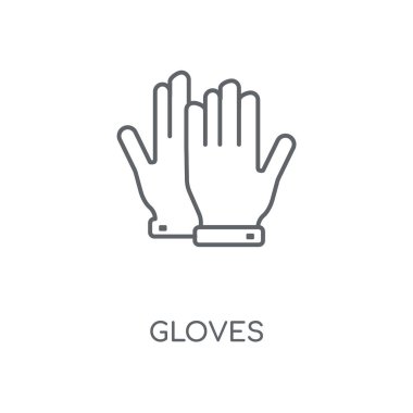Eldiven doğrusal simgesi. Eldiven kavramı kontur sembolü tasarım. İnce grafik öğeleri illüstrasyon, beyaz bir arka plan, eps 10 anahat desen vektör.