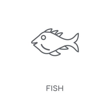 Balık doğrusal simgesi. Balık kavramı kontur sembolü tasarım. İnce grafik öğeleri illüstrasyon, beyaz bir arka plan, eps 10 anahat desen vektör.