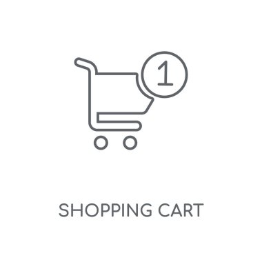 Alışveriş sepeti doğrusal simgesi. Alışveriş sepeti kavramı kontur sembolü tasarım. İnce grafik öğeleri illüstrasyon, beyaz bir arka plan, eps 10 anahat desen vektör.