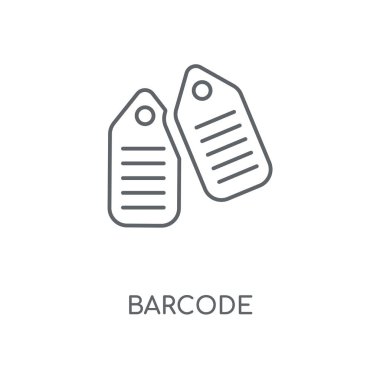 Barkod doğrusal simgesi. Barkod kavramı kontur sembolü tasarım. İnce grafik öğeleri illüstrasyon, beyaz bir arka plan, eps 10 anahat desen vektör.