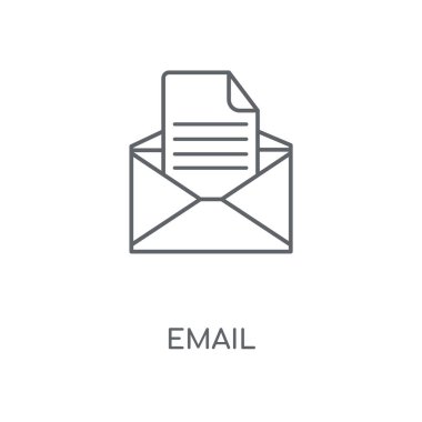 E-posta doğrusal simgesi. E-posta kavramı kontur sembolü tasarım. İnce grafik öğeleri illüstrasyon, beyaz bir arka plan, eps 10 anahat desen vektör.