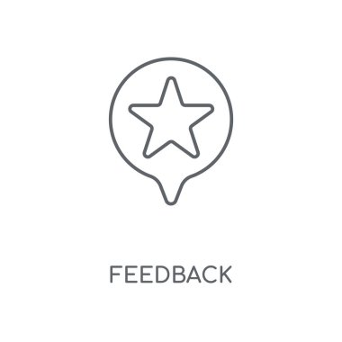 Geribildirim doğrusal simgesi. Geri bildirim kavramı kontur sembolü tasarım. İnce grafik öğeleri illüstrasyon, beyaz bir arka plan, eps 10 anahat desen vektör.