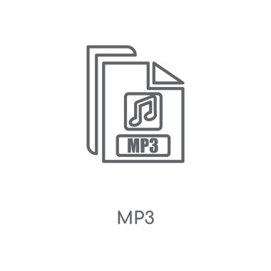 MP3 doğrusal simgesi. MP3 kavramı kontur sembolü tasarım. İnce grafik öğeleri illüstrasyon, beyaz bir arka plan, eps 10 anahat desen vektör.