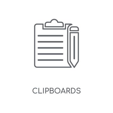 Clipboards doğrusal simgesi. Clipboards kavramı kontur sembolü tasarım. İnce grafik öğeleri illüstrasyon, beyaz bir arka plan, eps 10 anahat desen vektör.