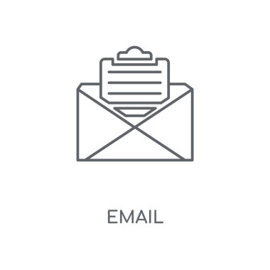 E-posta doğrusal simgesi. E-posta kavramı kontur sembolü tasarım. İnce grafik öğeleri illüstrasyon, beyaz bir arka plan, eps 10 anahat desen vektör.