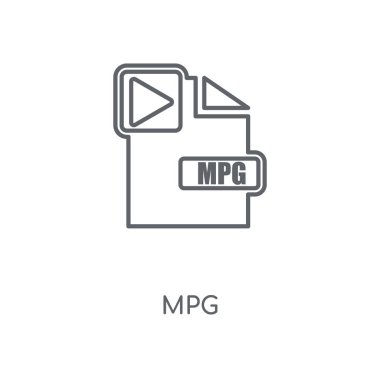 MPG doğrusal simgesi. MPG kavramı kontur sembolü tasarım. İnce grafik öğeleri illüstrasyon, beyaz bir arka plan, eps 10 anahat desen vektör.