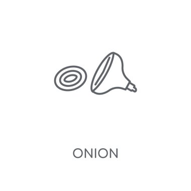 Soğan doğrusal simgesi. Soğan kavramı kontur sembolü tasarım. İnce grafik öğeleri illüstrasyon, beyaz bir arka plan, eps 10 anahat desen vektör.