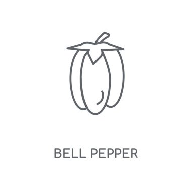 Dolmalık biber doğrusal simgesi. Dolmalık biber kavramı kontur sembolü tasarım. İnce grafik öğeleri illüstrasyon, beyaz bir arka plan, eps 10 anahat desen vektör.