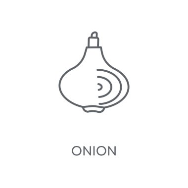 Soğan doğrusal simgesi. Soğan kavramı kontur sembolü tasarım. İnce grafik öğeleri illüstrasyon, beyaz bir arka plan, eps 10 anahat desen vektör.