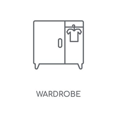 Dolap doğrusal simgesi. Dolap kavramı kontur sembolü tasarım. İnce grafik öğeleri illüstrasyon, beyaz bir arka plan, eps 10 anahat desen vektör.