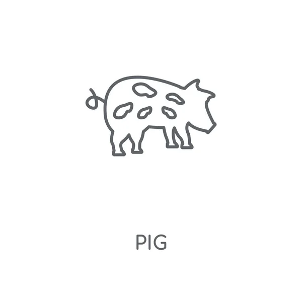 Icône Linéaire Cochon Conception Symbole Course Concept Porc Illustration Vectorielle — Image vectorielle