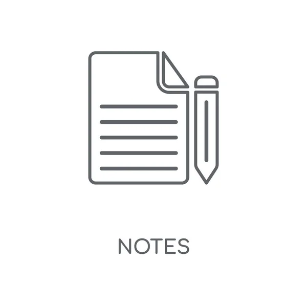 Remarques Icône Linéaire Notes Concept Trait Symbole Design Illustration Vectorielle — Image vectorielle