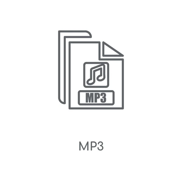 Ikona Liniowe Mp3 Mp3 Koncepcja Symbol Obrysu Cienkich Elementów Graficznych — Wektor stockowy