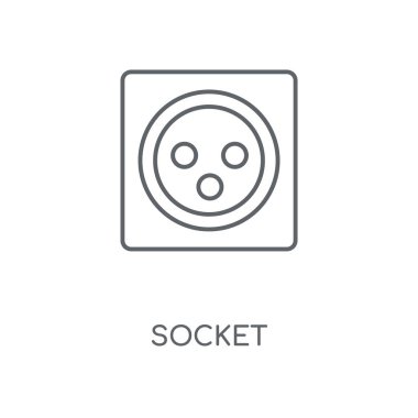 Soket doğrusal simgesi. Soket kavramı kontur sembolü tasarım. İnce grafik öğeleri illüstrasyon, beyaz bir arka plan, eps 10 anahat desen vektör.