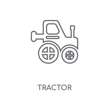 Traktör doğrusal simgesi. Traktör kavramı kontur sembolü tasarım. İnce grafik öğeleri illüstrasyon, beyaz bir arka plan, eps 10 anahat desen vektör.