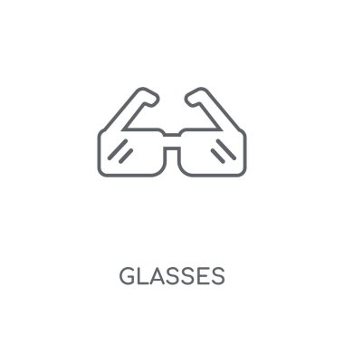 Gözlük doğrusal simgesi. Gözlük kavramı kontur sembolü tasarım. İnce grafik öğeleri illüstrasyon, beyaz bir arka plan, eps 10 anahat desen vektör.