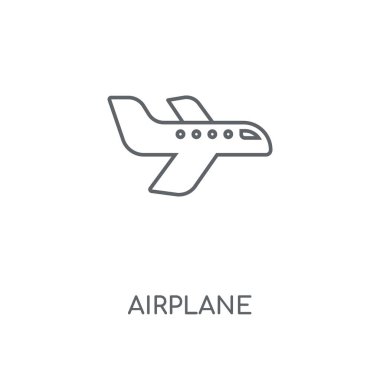 Uçak doğrusal simgesi. Uçak kavramı kontur sembolü tasarım. İnce grafik öğeleri illüstrasyon, beyaz bir arka plan, eps 10 anahat desen vektör.