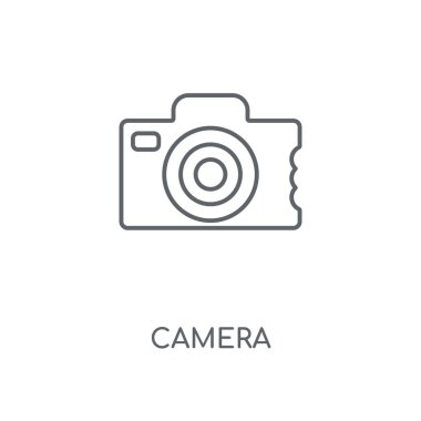 Kamera doğrusal simgesi. Kamera kavramı kontur sembol tasarımı. İnce grafik öğeleri illüstrasyon, beyaz bir arka plan, eps 10 anahat desen vektör.