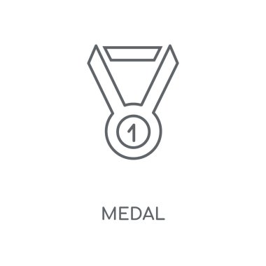 Madalya doğrusal simgesi. Kavramı kontur sembolü tasarım Madalyası. İnce grafik öğeleri illüstrasyon, beyaz bir arka plan, eps 10 anahat desen vektör.