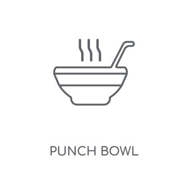 Punç kasesinin doğrusal simgesi. Punç kasesinin kavramı kontur sembolü tasarım. İnce grafik öğeleri illüstrasyon, beyaz bir arka plan, eps 10 anahat desen vektör.