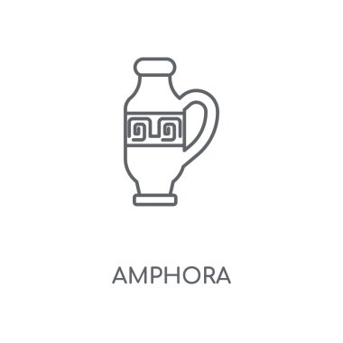 Amfora doğrusal simgesi. Amfora kavramı kontur sembolü tasarım. İnce grafik öğeleri illüstrasyon, beyaz bir arka plan, eps 10 anahat desen vektör.