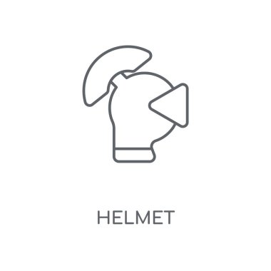 Kask doğrusal simgesi. Kask kavramı kontur sembolü tasarım. İnce grafik öğeleri illüstrasyon, beyaz bir arka plan, eps 10 anahat desen vektör.