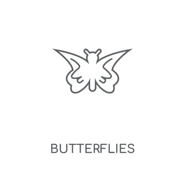 蝴蝶线性图标 蝴蝶概念笔画符号设计 薄的图形元素向量例证 在白色背景上的轮廓样式 Eps — 图库矢量图片