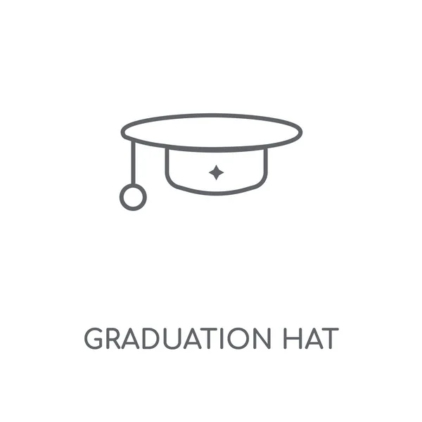 Линейная Иконка Выпускной Шляпы Дизайн Штрих Символа Выпускной Шляпы Тонкие — стоковый вектор