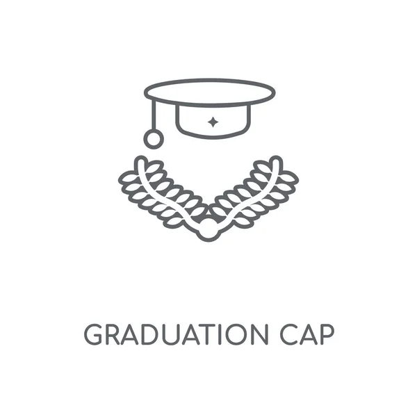 Icono Lineal Tapa Graduación Diseño Símbolo Carrera Concepto Tapa Graduación — Vector de stock