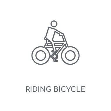 Binicilik bisiklet doğrusal simgesi. Bisiklet kavramı kontur sembolü tasarım sürme. İnce grafik öğeleri illüstrasyon, beyaz bir arka plan, eps 10 anahat desen vektör.