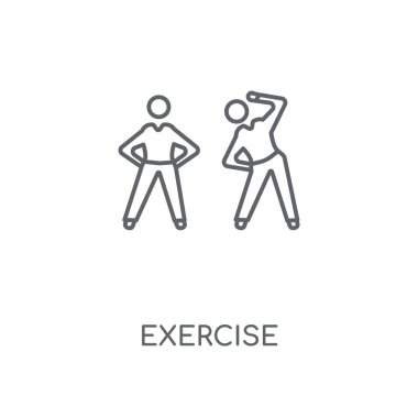 Egzersiz doğrusal simgesi. Kavramı kontur sembolü tasarım egzersiz. İnce grafik öğeleri illüstrasyon, beyaz bir arka plan, eps 10 anahat desen vektör.