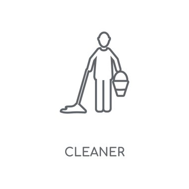 Temizleyici doğrusal simgesi. Temiz kavramı kontur sembolü tasarım. İnce grafik öğeleri illüstrasyon, beyaz bir arka plan, eps 10 anahat desen vektör.