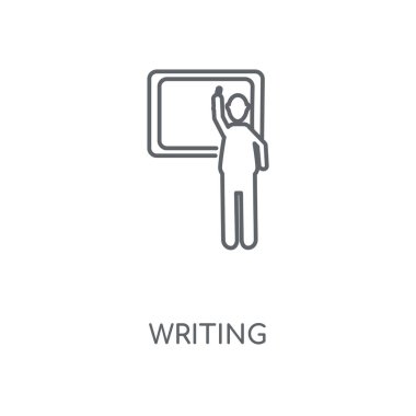 Doğrusal simgesini yazma. Kavramı kontur sembolü tasarım yazma. İnce grafik öğeleri illüstrasyon, beyaz bir arka plan, eps 10 anahat desen vektör.