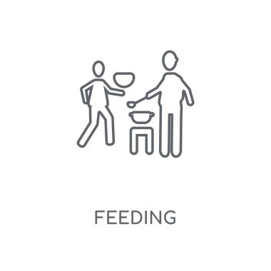 Doğrusal simgesi besleme. beslenme kavramı kontur sembolü tasarım. İnce grafik öğeleri illüstrasyon, beyaz bir arka plan, eps 10 anahat desen vektör.