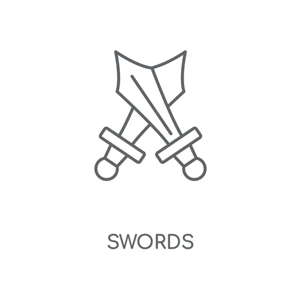 剑线性图标 剑概念笔画符号设计 薄的图形元素向量例证 在白色背景上的轮廓样式 Eps — 图库矢量图片