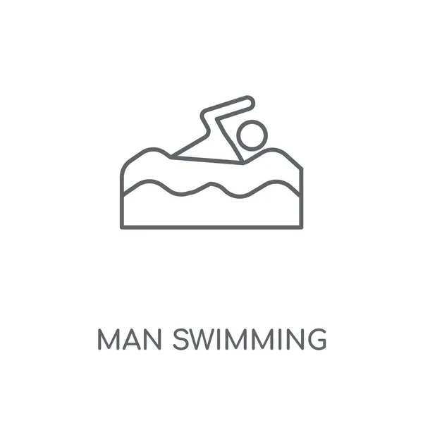Hombre Nadando Icono Lineal Hombre Natación Concepto Carrera Símbolo Diseño — Archivo Imágenes Vectoriales