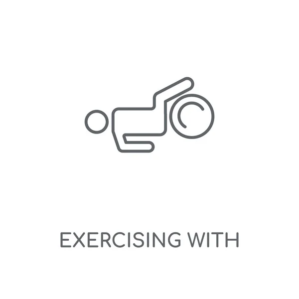 Exercício Com Gymnastic Ball Ícone Linear Exercício Com Design Símbolo — Vetor de Stock